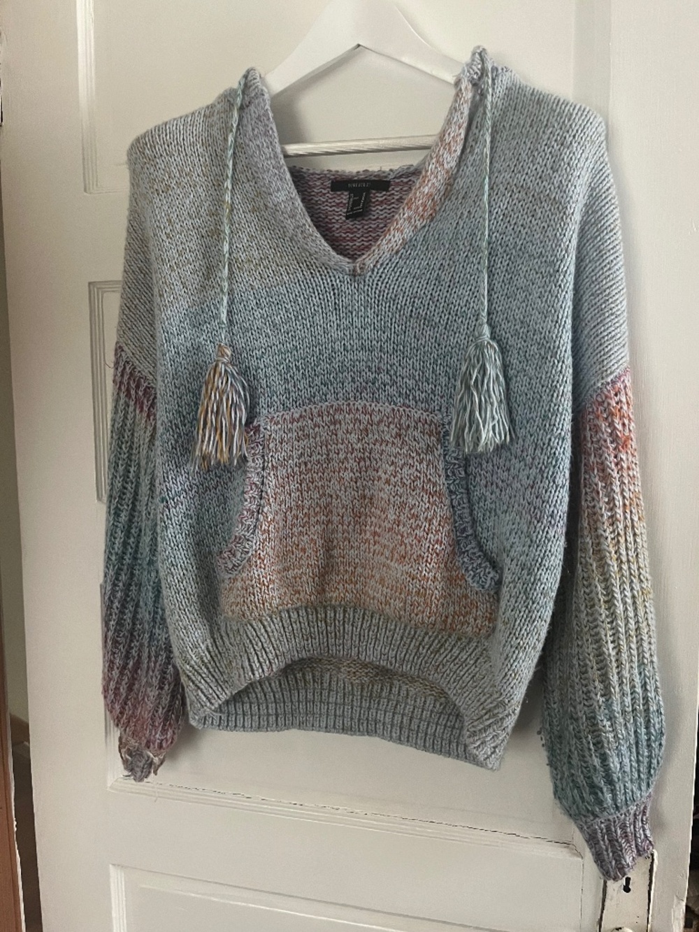 Blue Knit Hoodie - Medium